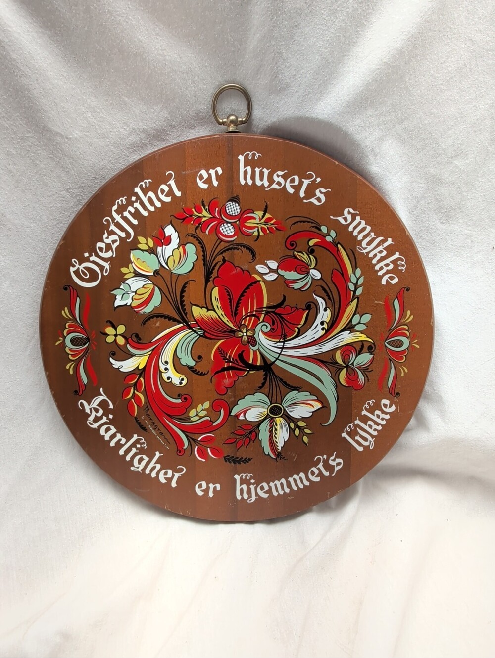 VTG Berggren Trayner Norwegian Wood round hanging painting 1962